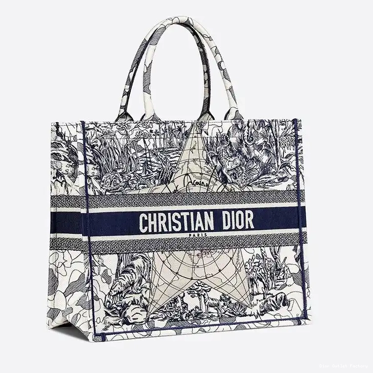 Cheap Book World the Motif Tote Blue Canvas Around Dior 0217