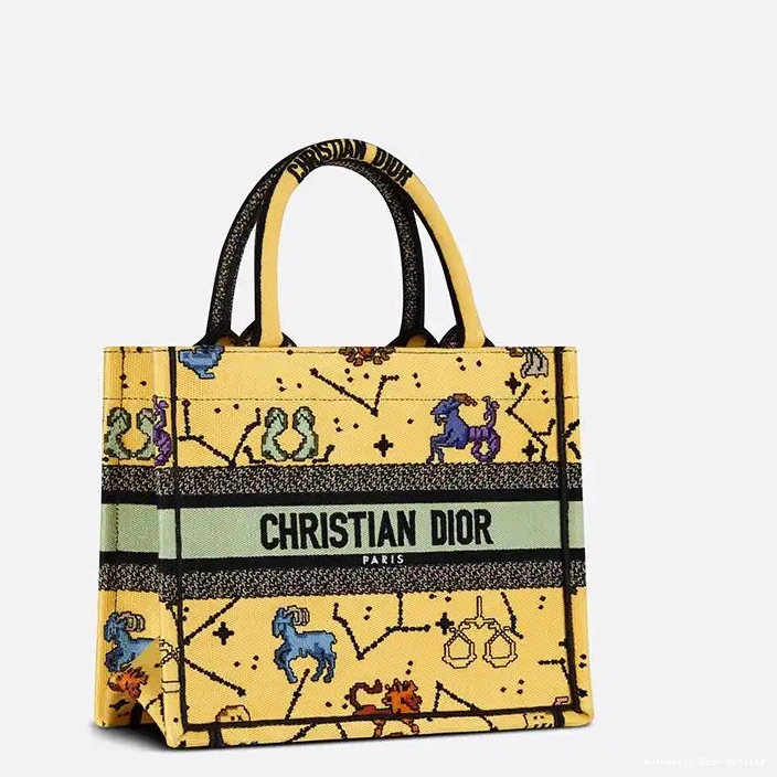 Cheap Book Tote Motif Canvas Yellow Dior Pixel Zodiac 0218