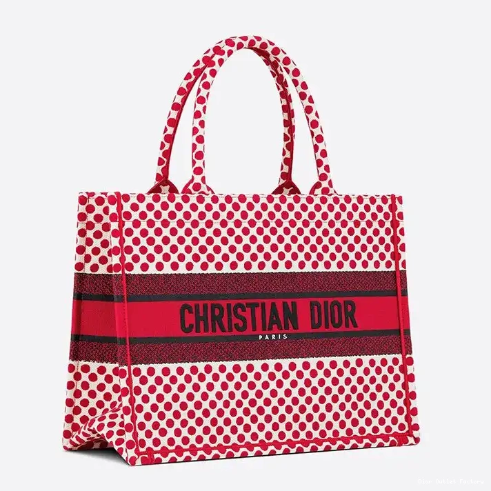 Cheap Canvas Motif Dior Book Red Dots Tote 0217