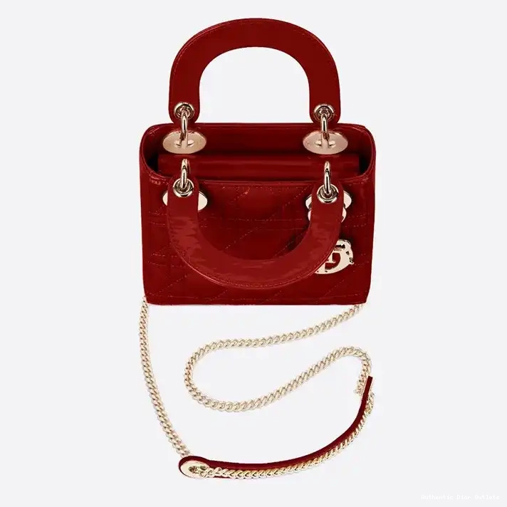 Cheap Calfskin Patent Cannage Lady Bag Mini Dior Red 0213