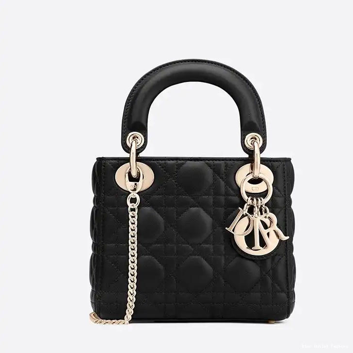 Cheap Dior Cannage Black Bag Mini Lady Lambskin 0220