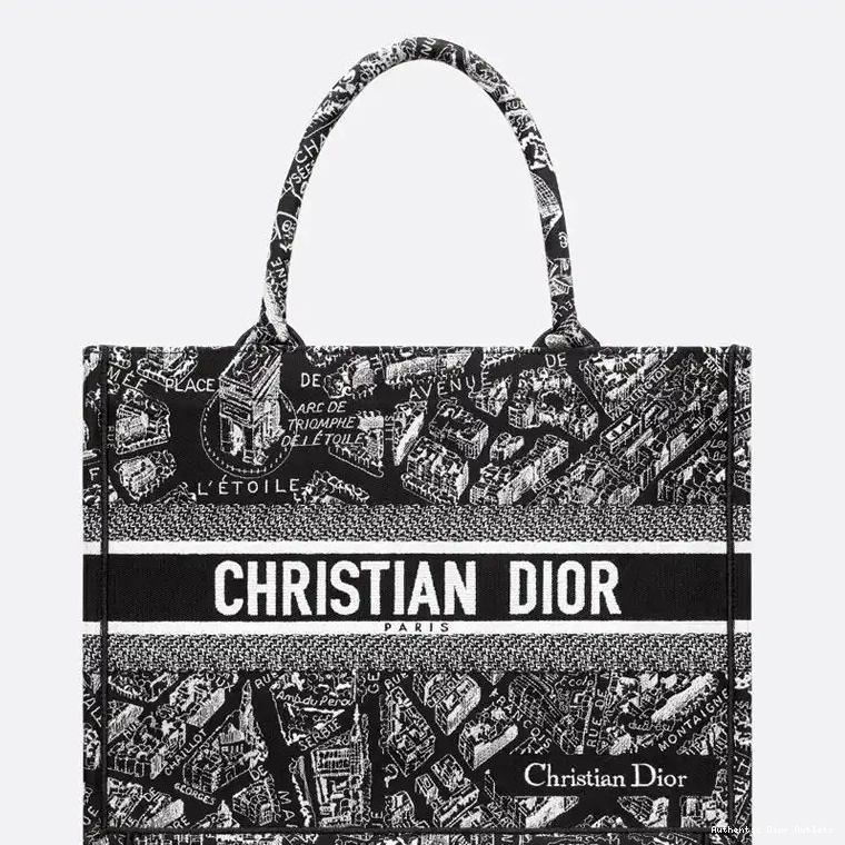 Cheap Paris Plan Book Black Tote Motif de Dior Canvas 0210