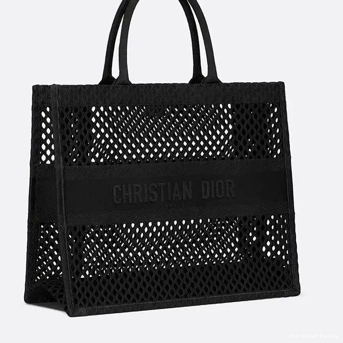 Cheap Mesh Motif Book Black Dior Tote Canvas 0216