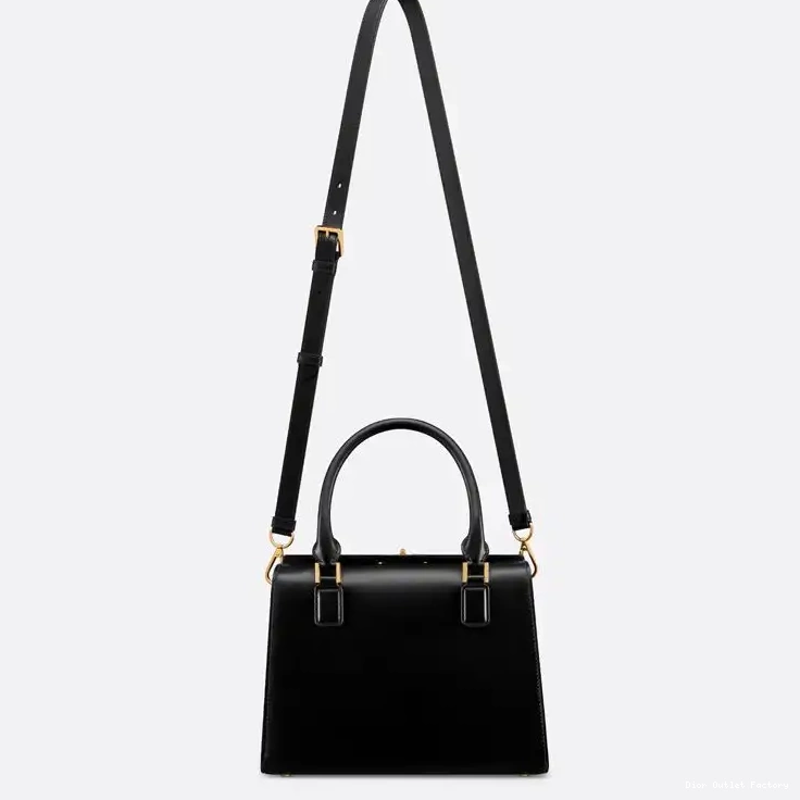 Cheap Box Medium Bag Dior Black Boston Calfskin 0212