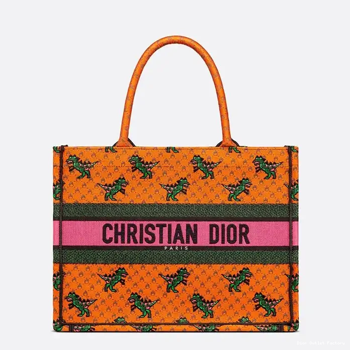 Cheap Orange Tote Fire & Book Motif Dior Dragon Canvas 0208