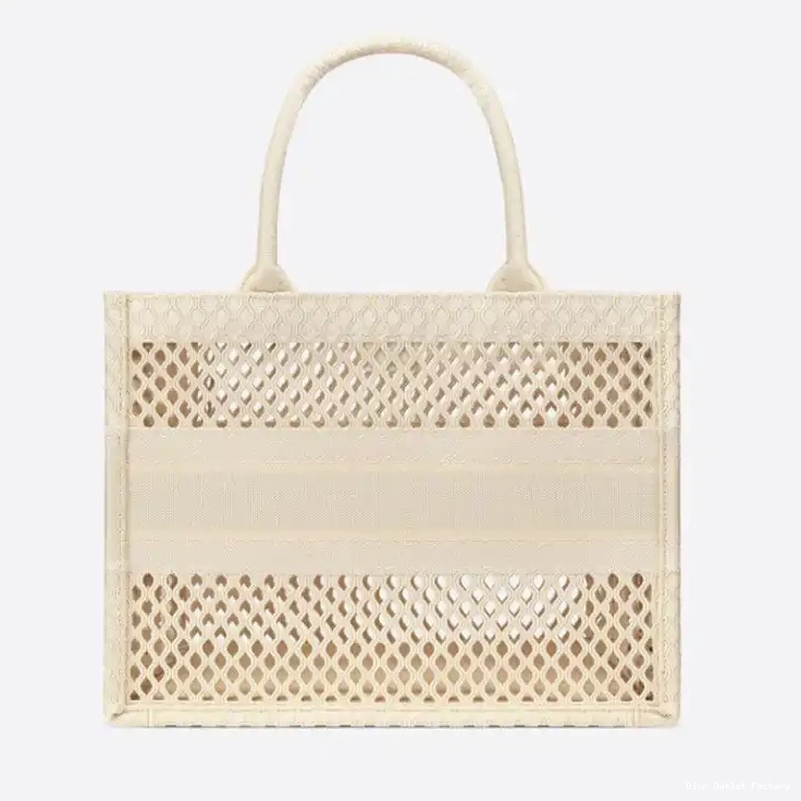 Cheap Tote Mesh Book Beige Canvas Dior Motif 0216