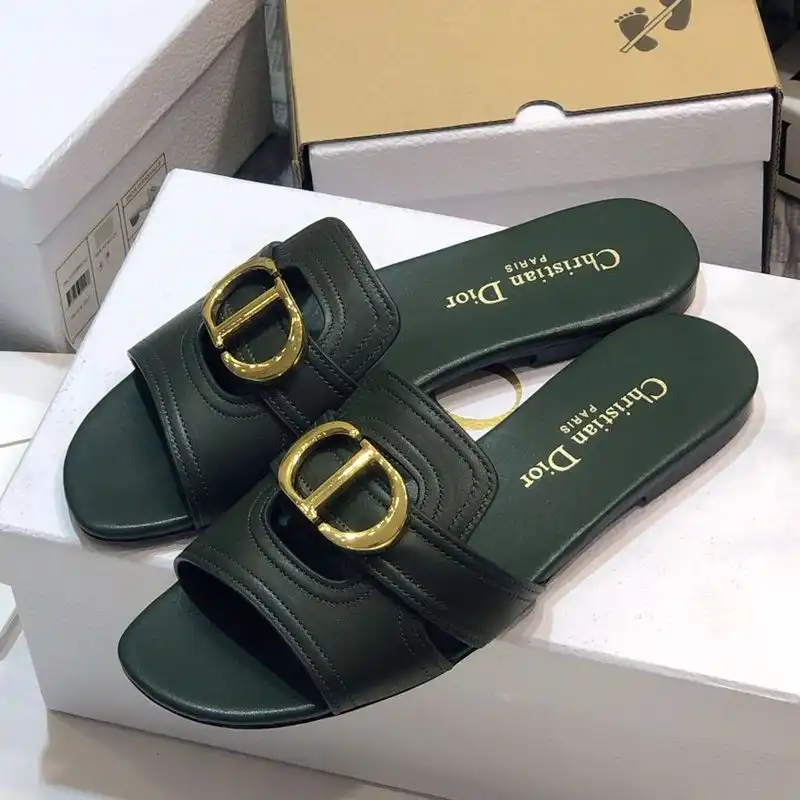 Cheap Dior 30 Montaigne Slides Women Calfskin Green 0201