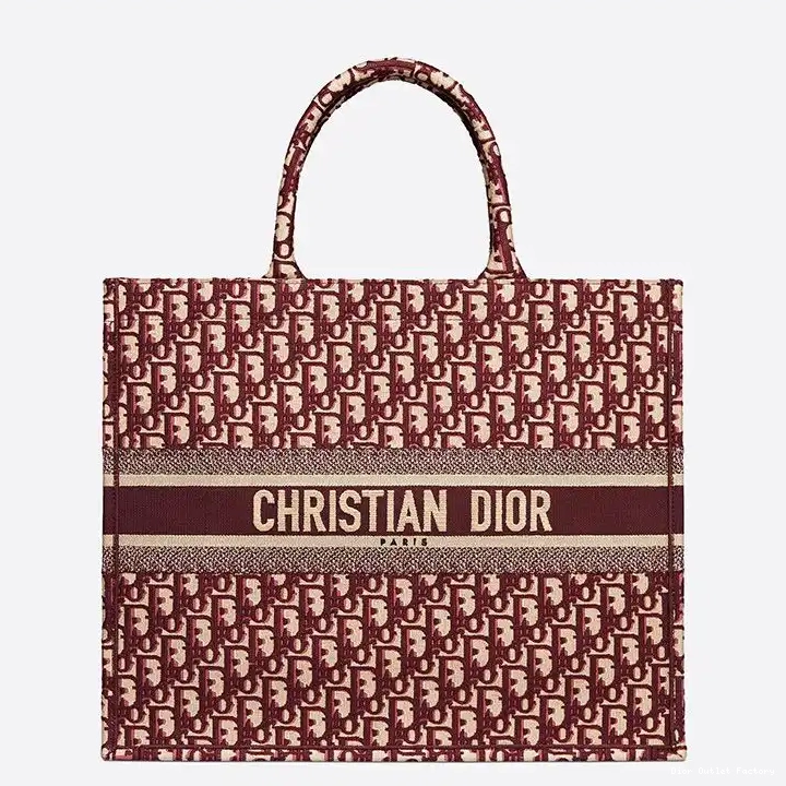 Cheap Dior Motif Oblique Burgundy Canvas Book Tote 0223