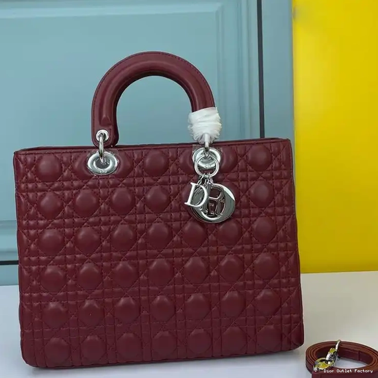 Cheap Dior Silver Cannage Burgundy Large Bag Lambskin Lady 0219