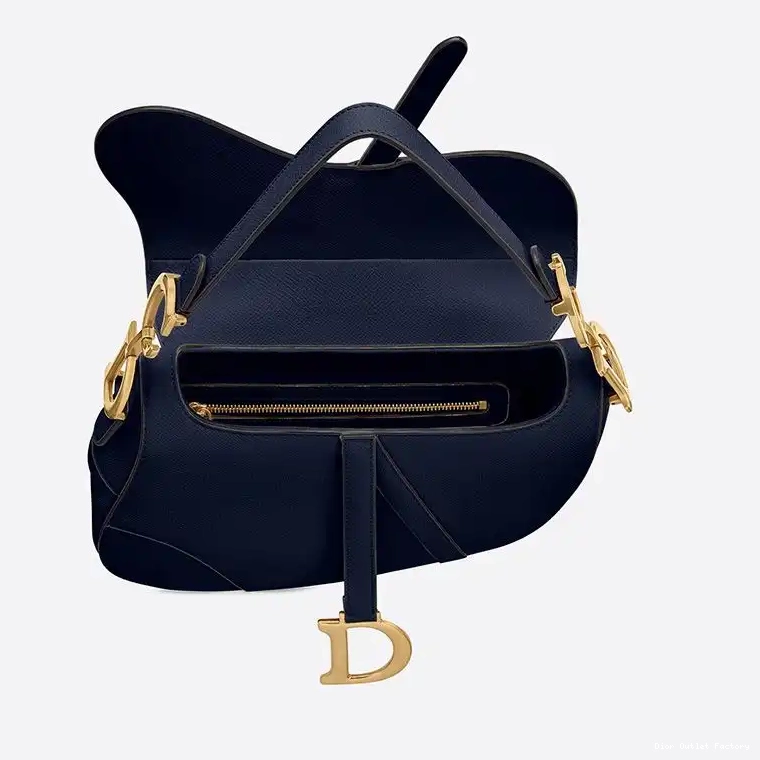 Cheap Navy Blue Grained Dior Saddle Bag Calfskin 0222