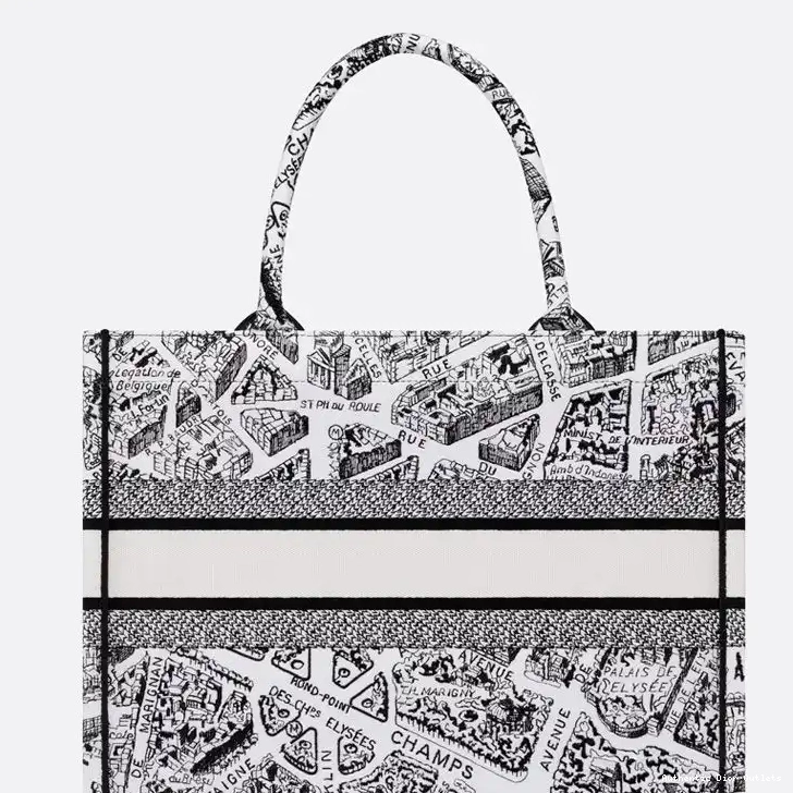 Cheap Canvas Book White Tote de Motif Paris Dior Plan 0210