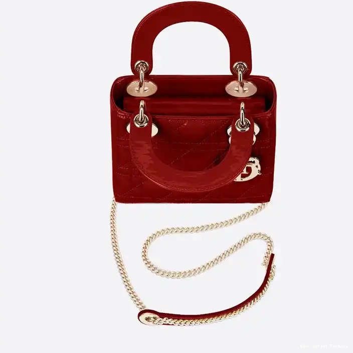 Cheap Bag Lady Calfskin Cannage Patent Mini Dior Red 0215