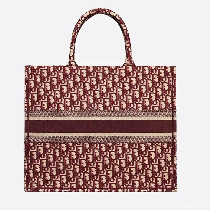 Cheap Dior Motif Oblique Burgundy Canvas Book Tote 0223