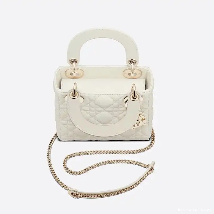 Cheap Dior White Lambskin Mini Lady Bag Cannage 0223