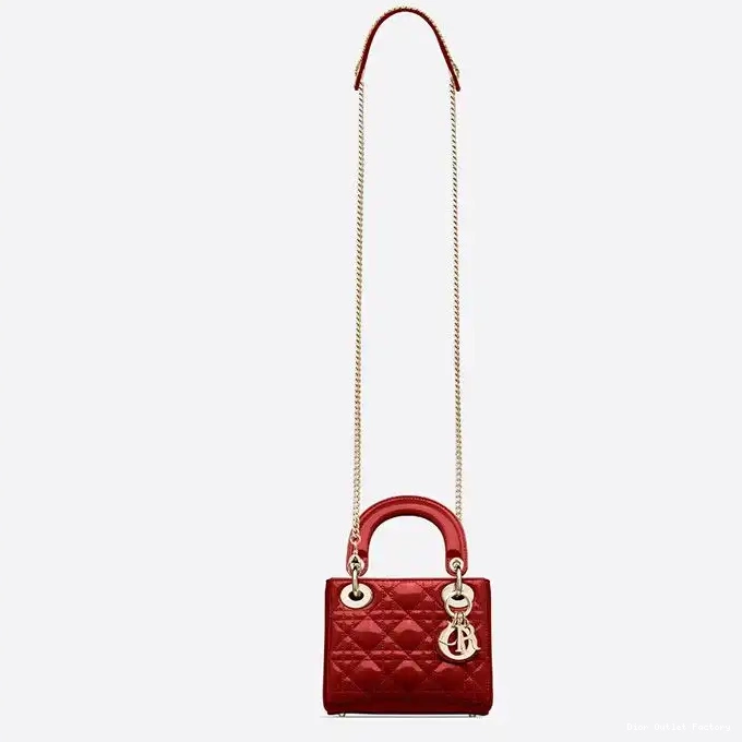 Cheap Bag Lady Calfskin Cannage Patent Mini Dior Red 0215