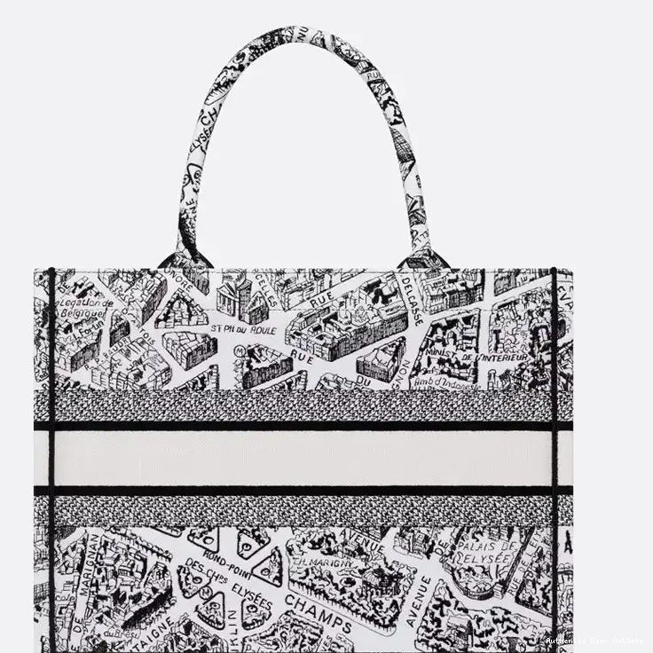 Cheap Tote Motif Dior Canvas Paris Plan de Book White 0210