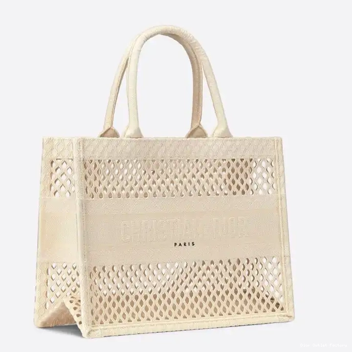 Cheap Tote Mesh Book Beige Canvas Dior Motif 0216