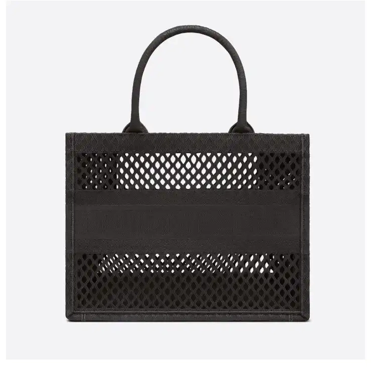 Cheap Mesh Motif Book Black Dior Tote Canvas 0216