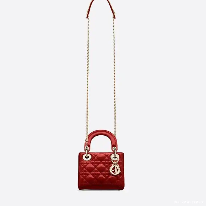 Cheap Red Mini Dior Bag Calfskin Lady Patent Cannage 0221