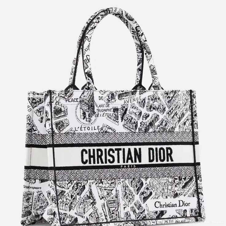 Cheap Tote Motif Dior Canvas Paris Plan de Book White 0210