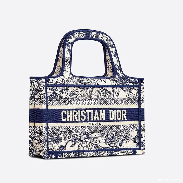 Cheap Motif Dior De Jouy Toile Book Canvas Tote Mini Blue 0212