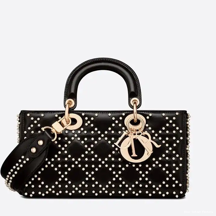 Cheap with D-Joy Medium Lambskin Lady Cannage Motif Black Beads Bag 0212