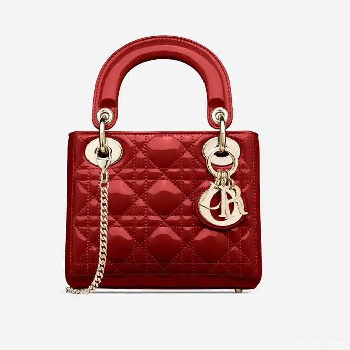 Cheap Red Mini Dior Bag Calfskin Lady Patent Cannage 0221