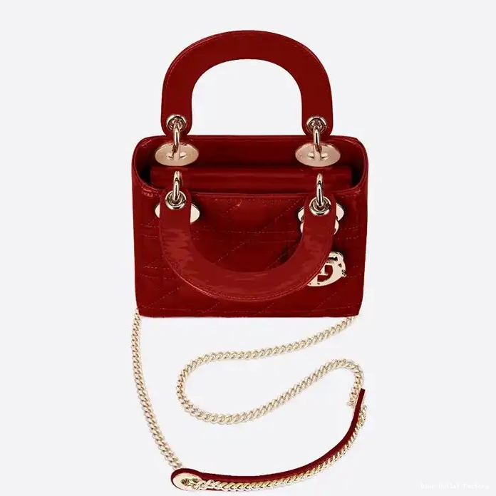 Cheap Red Mini Dior Bag Calfskin Lady Patent Cannage 0221