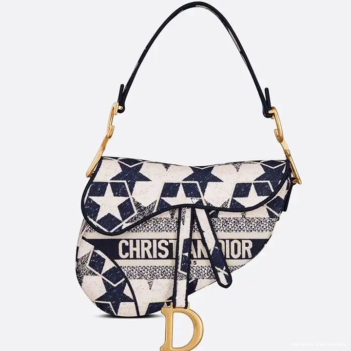 Cheap Saddle Bag Christian Motif White Blue Etoile Canvas Dior 0214