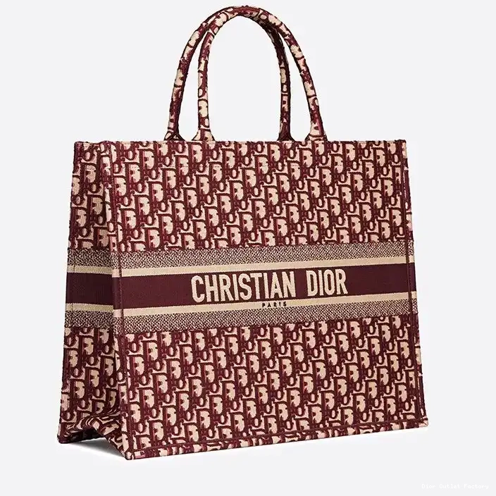 Cheap Dior Motif Oblique Burgundy Canvas Book Tote 0223