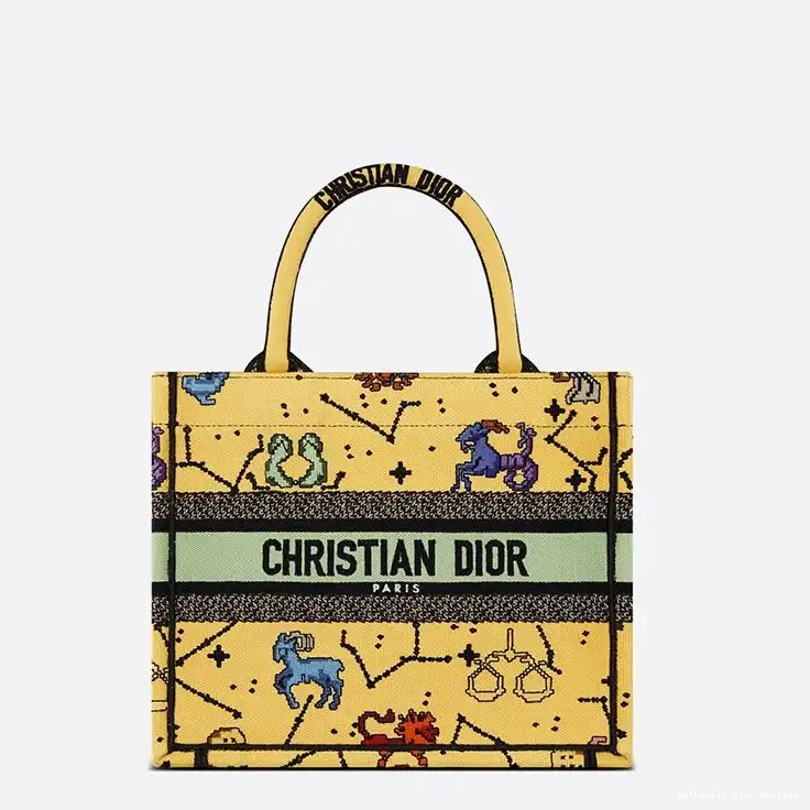 Cheap Book Tote Motif Canvas Yellow Dior Pixel Zodiac 0218