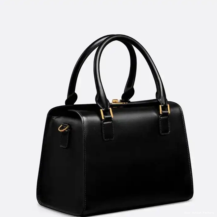 Cheap Box Medium Bag Dior Black Boston Calfskin 0212