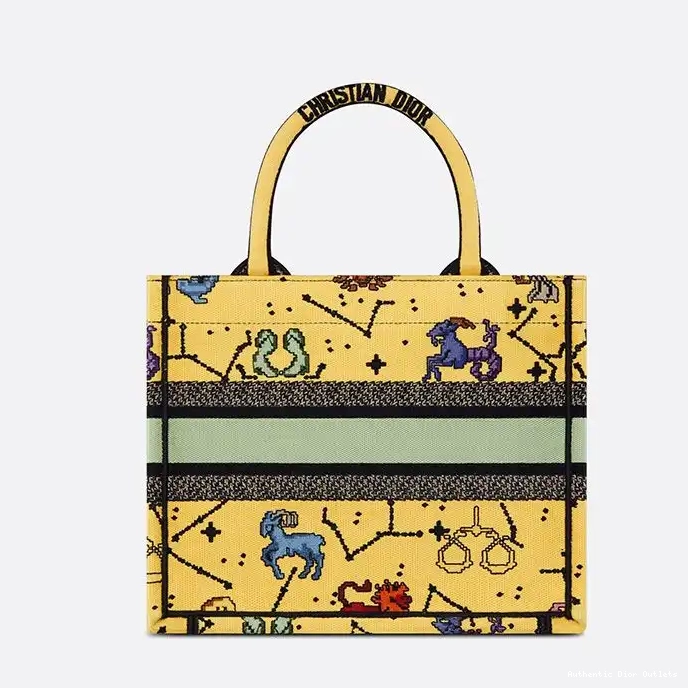 Cheap Yellow Pixel Book Dior Motif Zodiac Tote Canvas 0218