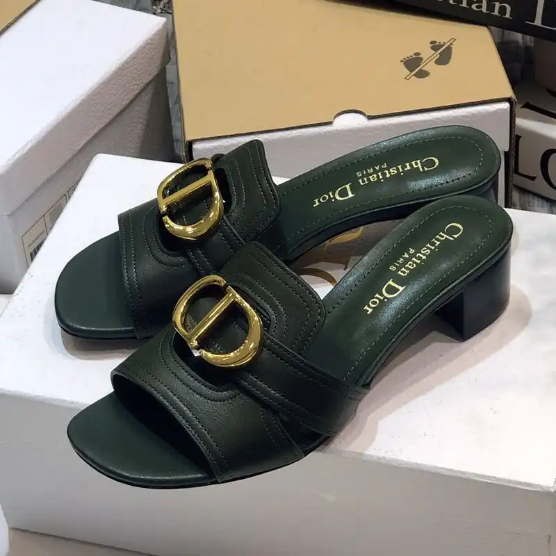 Cheap Dior 30 Montaigne Slides Women Calfskin Green 0201