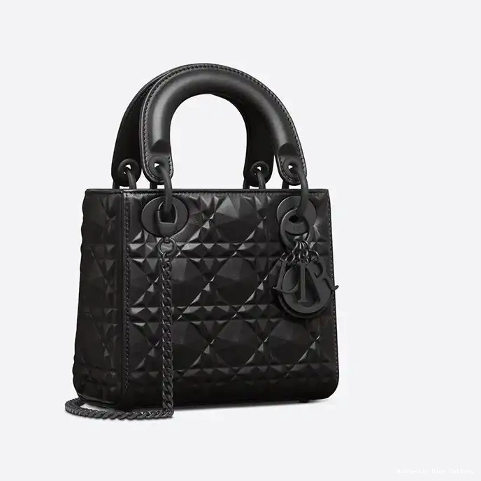 Cheap Diamond Ultramatte Calfskin Dior Mini Lady with Cannage Motif Black Bag 0216