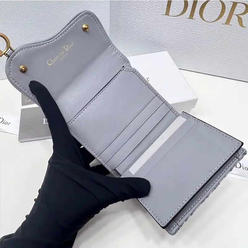 Cheap Dior Saddle Three-Fold Card Holder Oblique Motif Canvas Blue 0202